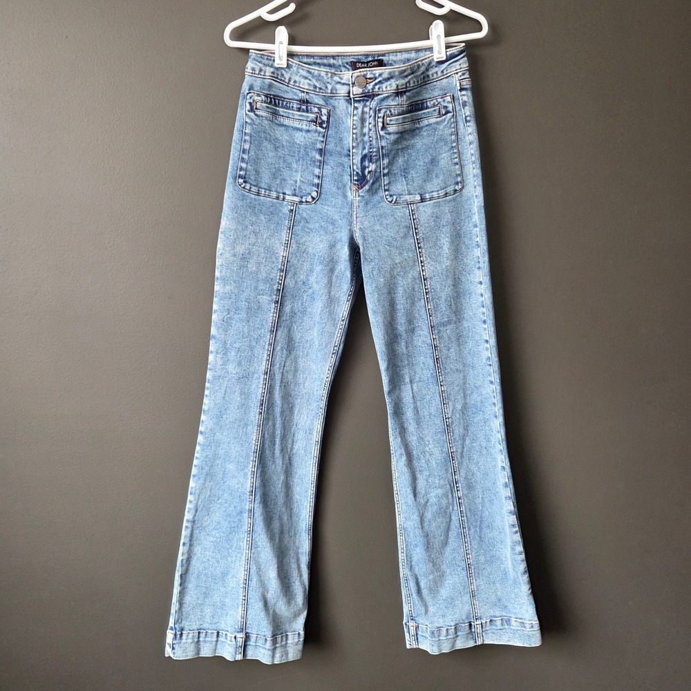 Dear John Princeton‎ High Rise Wide Leg Patch Pocket Jeans Light Acid Wash 27